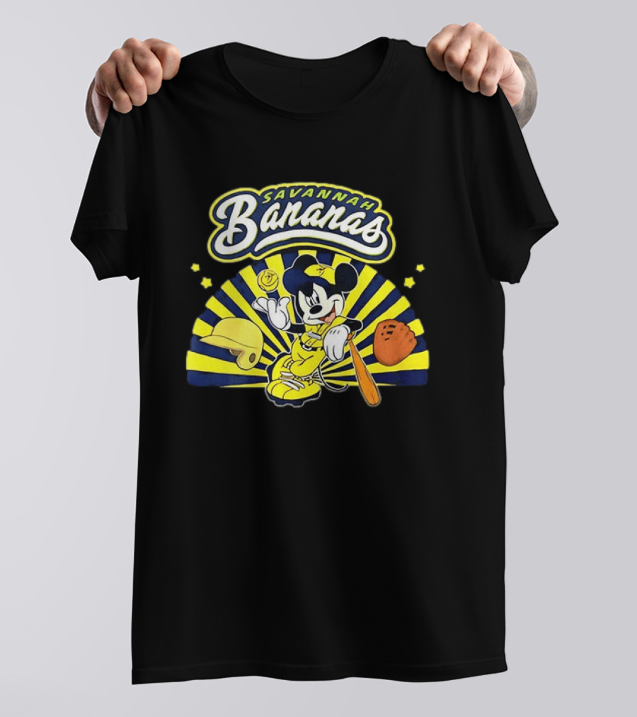 Savannah Bananas Mickey Mouse Baseball Team Sports Fan T-Shirt