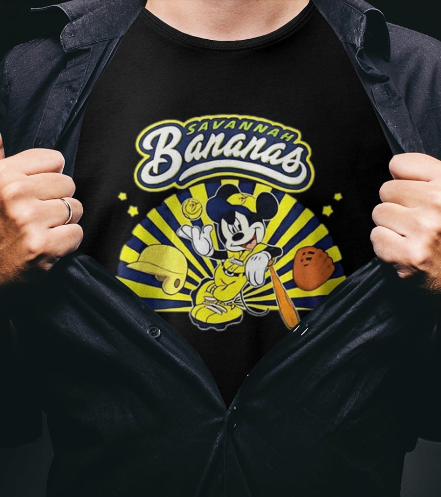Savannah Bananas Mickey Mouse Baseball Team Sports Fan T-Shirt