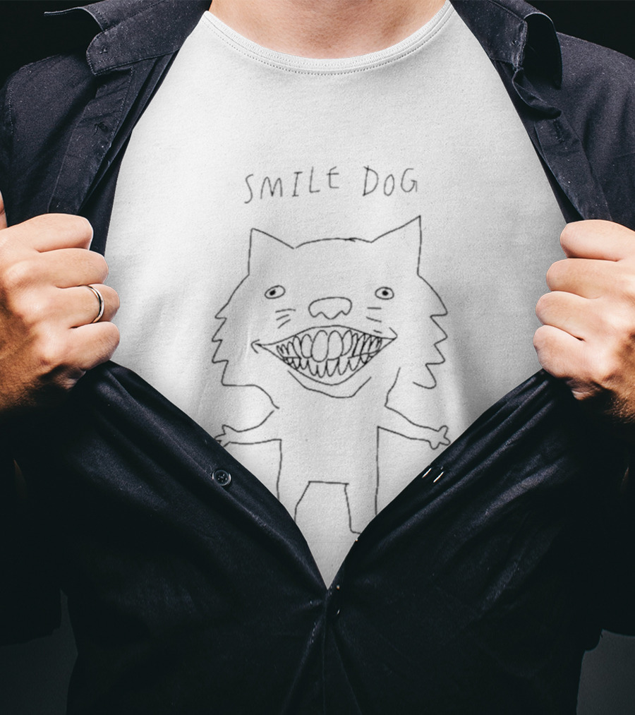 Creep Cast Smile Dog Creepy Cartoon Drawing T-Shirt