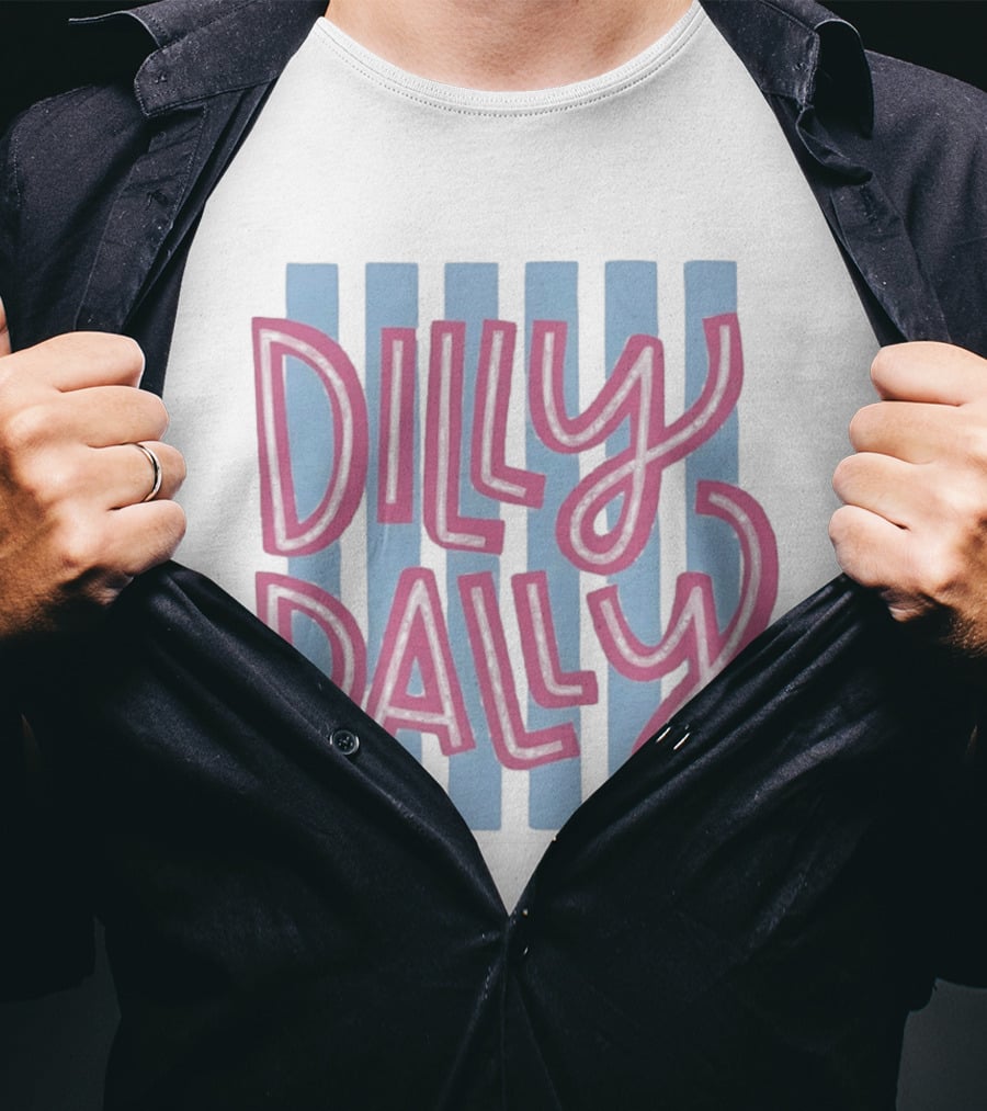 Dilly Dally Babier Pink And Blue Striped Playful T-Shirt