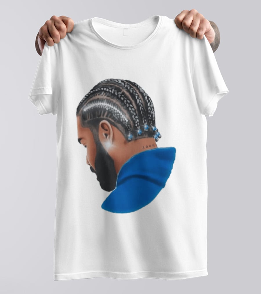 Drake Cornrow Braid Hairstyle Blue Sparkle T-Shirt