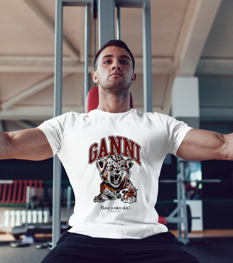 Ganni Have A Nice Day Please Recycle Tiger T-Shirt