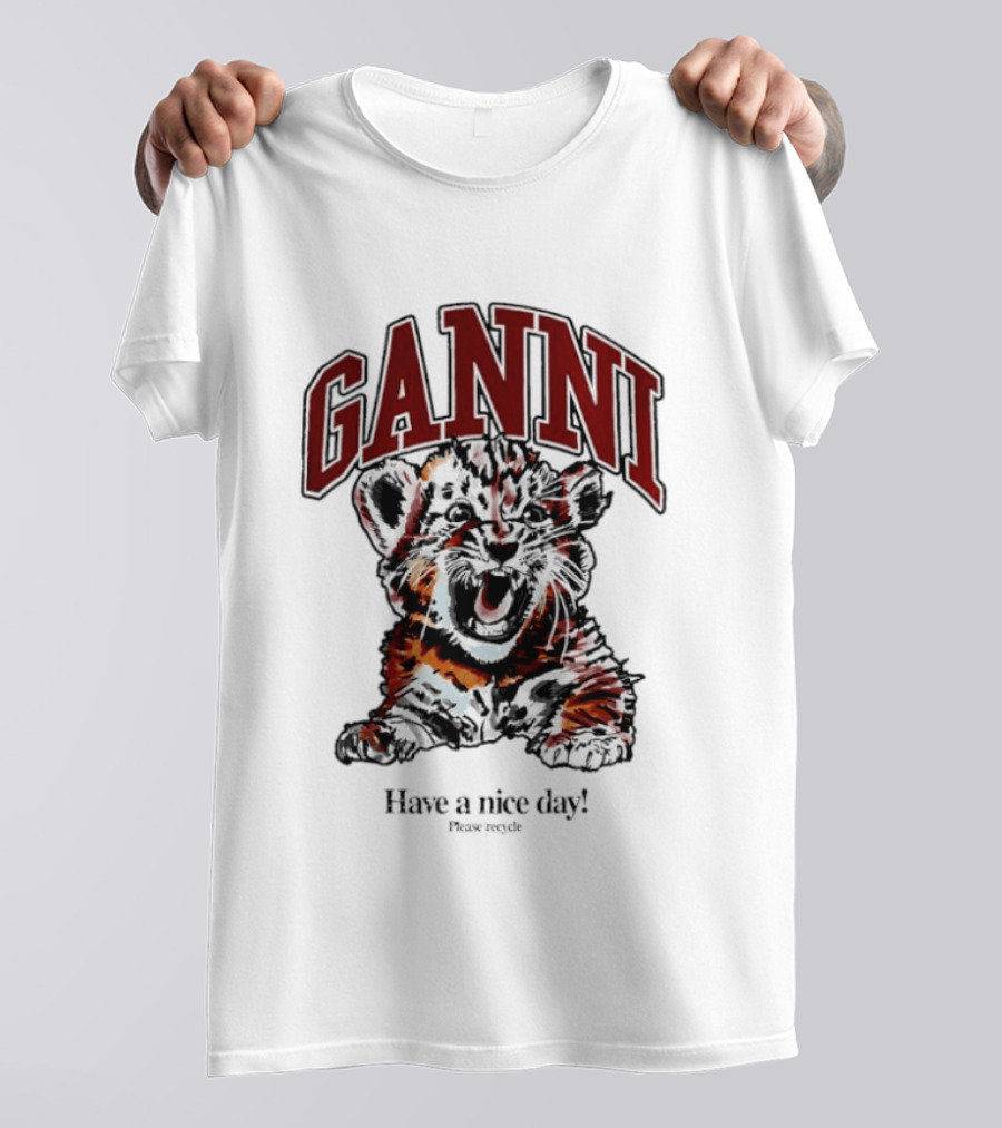 Ganni Have A Nice Day Please Recycle Tiger T-Shirt