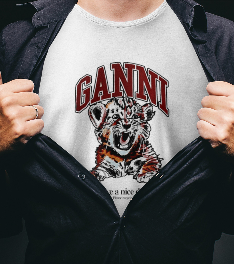 Ganni Have A Nice Day Please Recycle Tiger T-Shirt