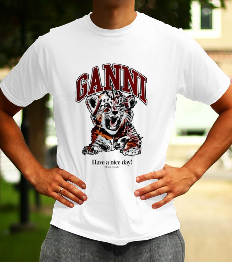 Ganni Have A Nice Day Please Recycle Tiger T-Shirt