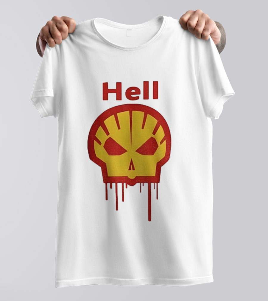 Hell Shell Dripping Skull Icon Red Yellow T-Shirt