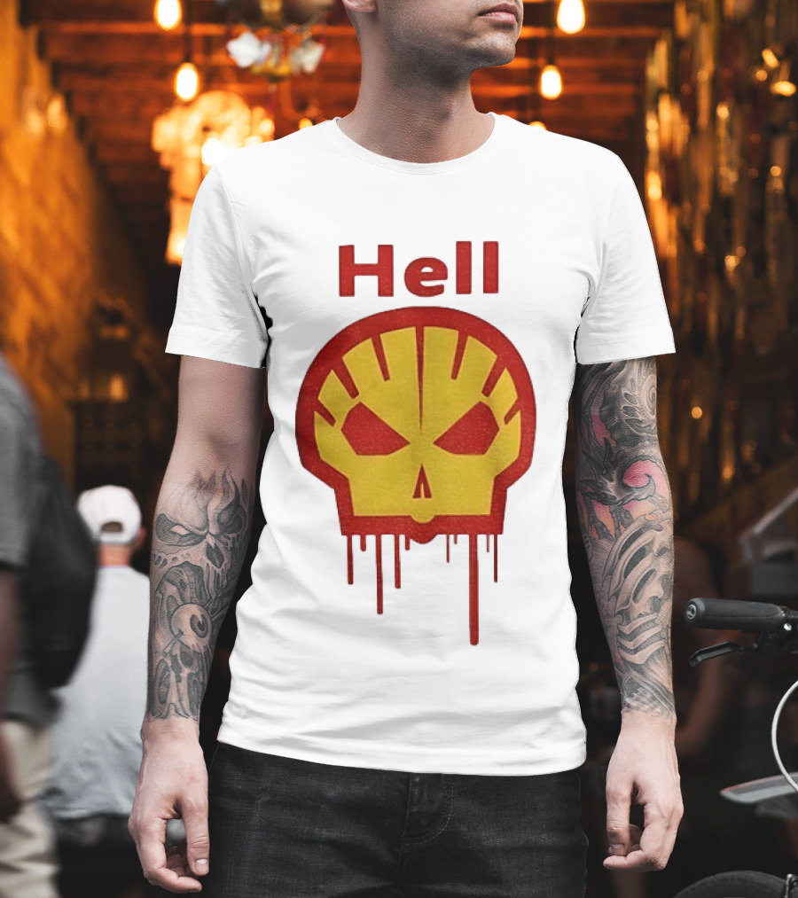 Hell Shell Dripping Skull Icon Red Yellow T-Shirt