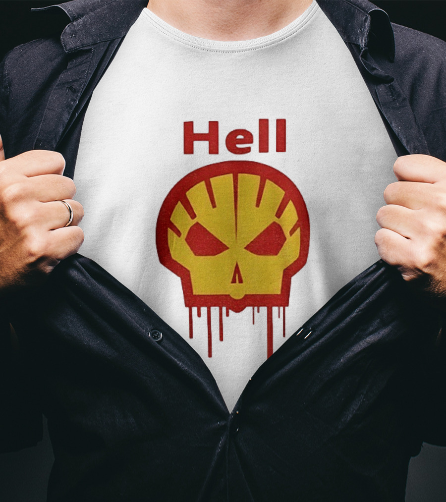Hell Shell Dripping Skull Icon Red Yellow T-Shirt