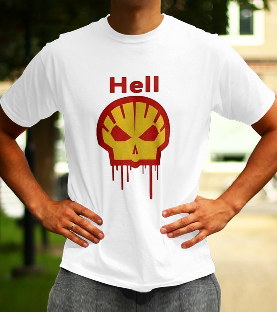 Hell Shell Dripping Skull Icon Red Yellow T-Shirt