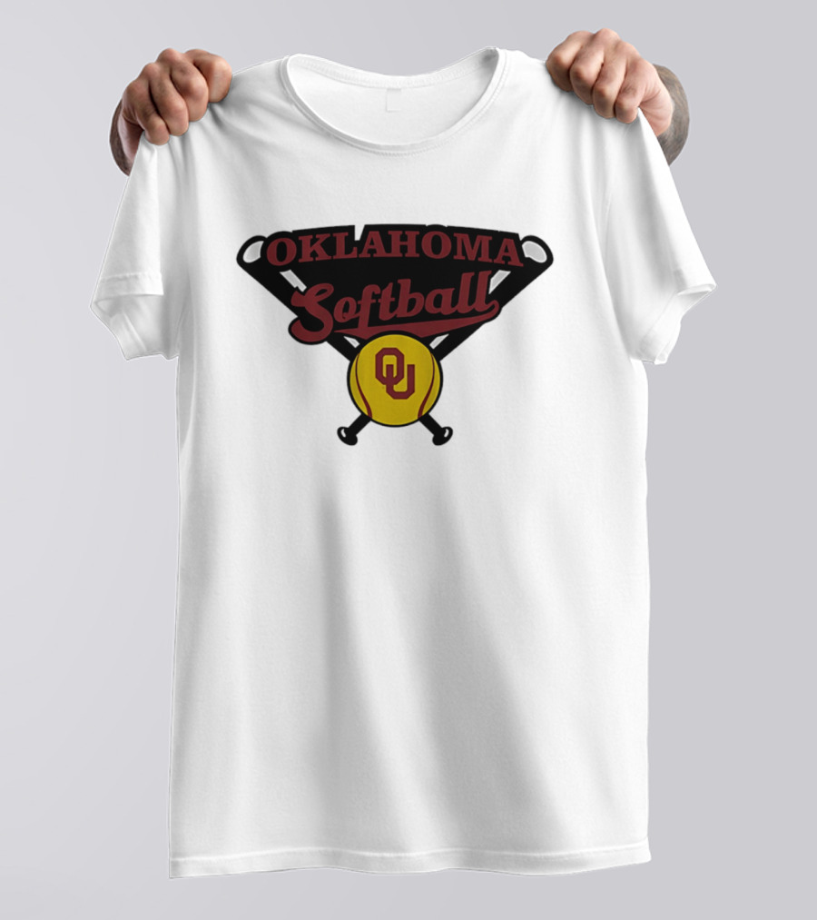 Oklahoma Softball OU Crossed Bats Yellow Ball T-Shirt