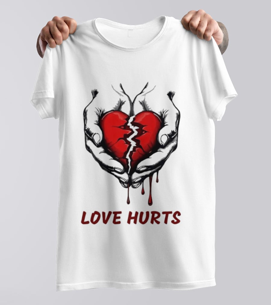 Love Hurts Bleeding Broken Heart Emotional Expression T-Shirt