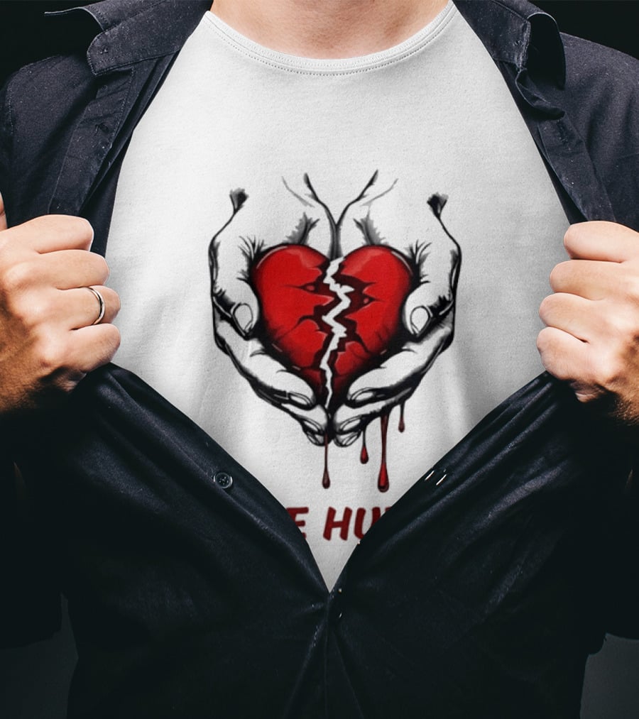 Love Hurts Bleeding Broken Heart Emotional Expression T-Shirt