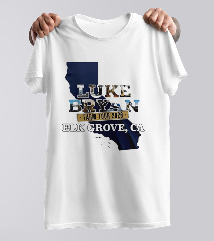 Luke Bryan Farm Tour 2026 Elk Grove CA California Map T-Shirt