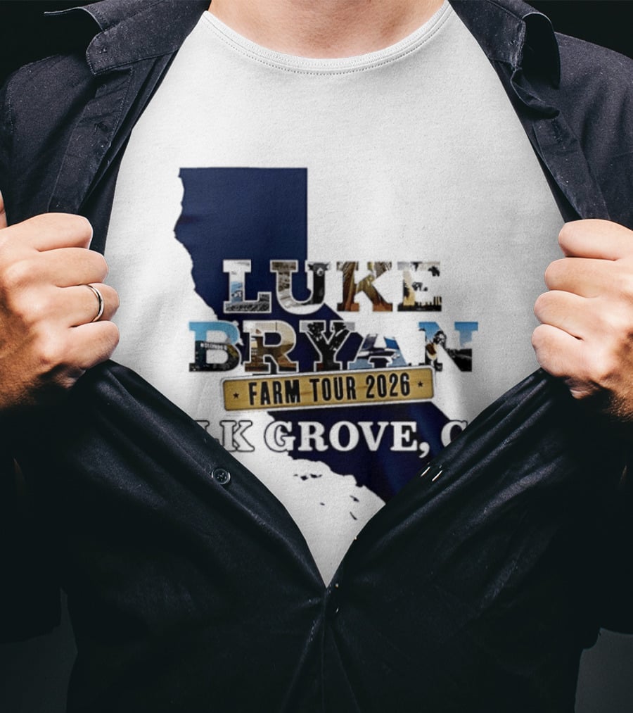 Luke Bryan Farm Tour 2026 Elk Grove CA California Map T-Shirt