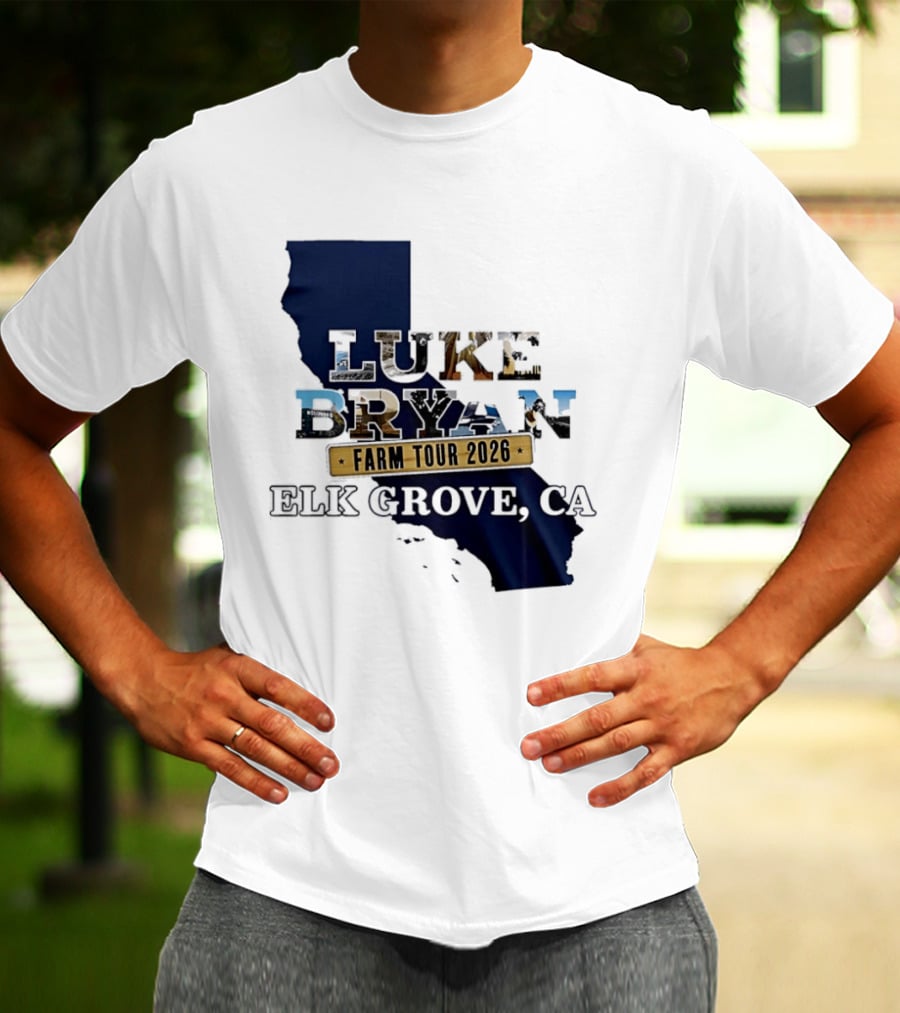 Luke Bryan Farm Tour 2026 Elk Grove CA California Map T-Shirt