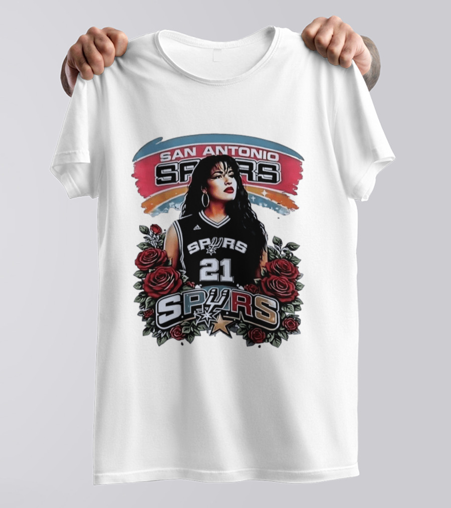 San Antonio Spurs 21 Selena Quintanilla Roses T-Shirt
