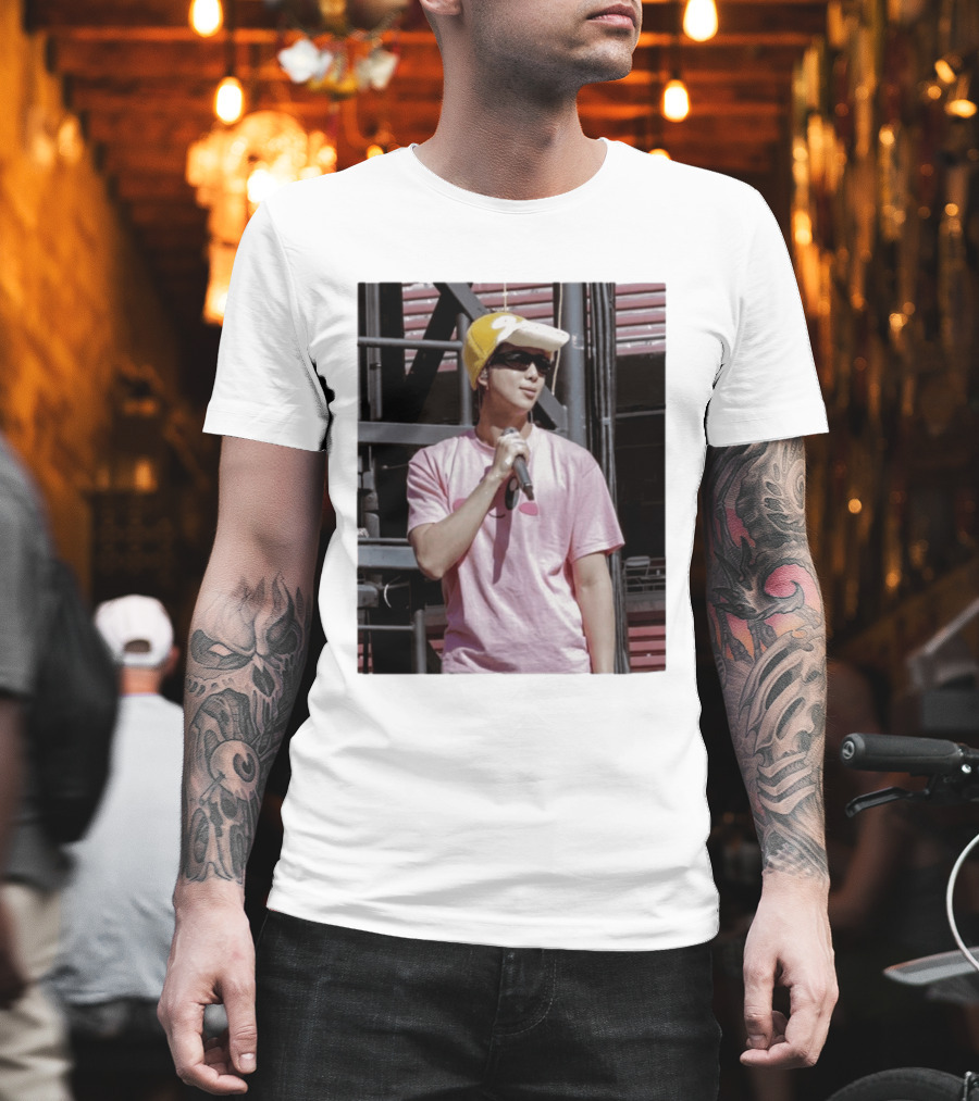 Namjoon Wearing Psyduck Hat Pink T T-Shirt