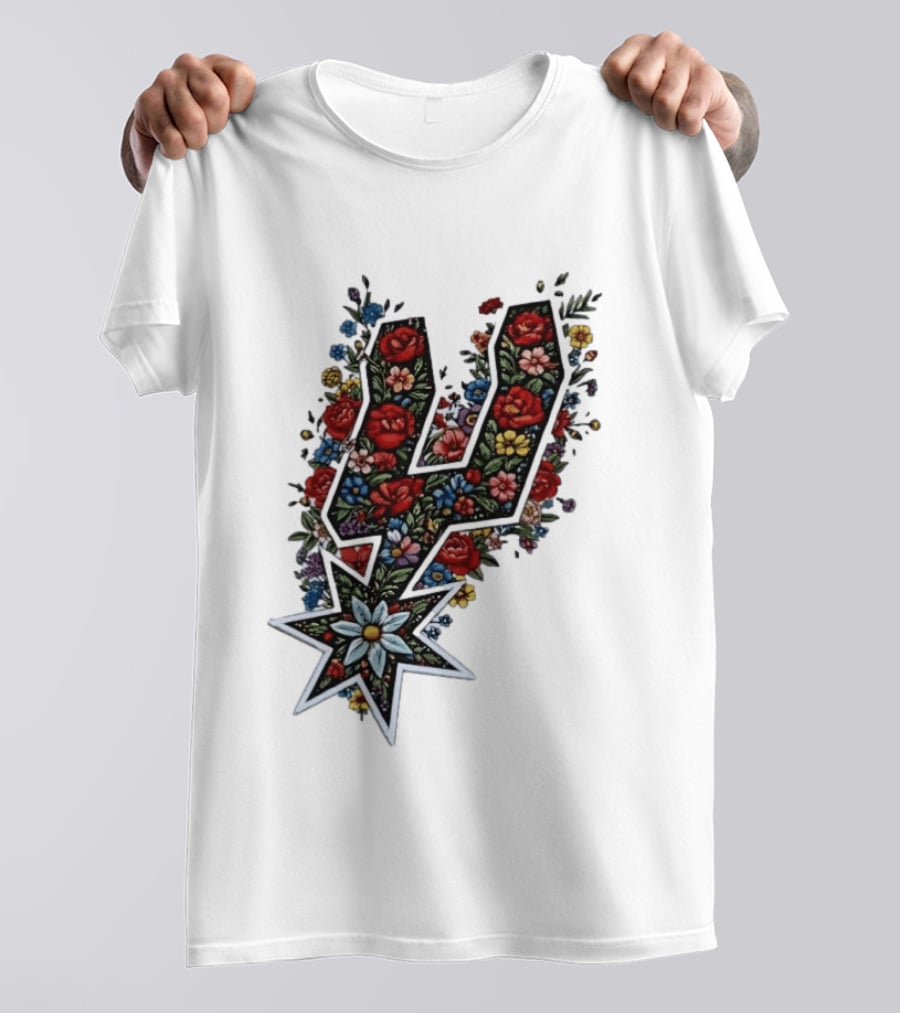 San Antonio Spurs Floral Rose Garden Spurs Team T-Shirt