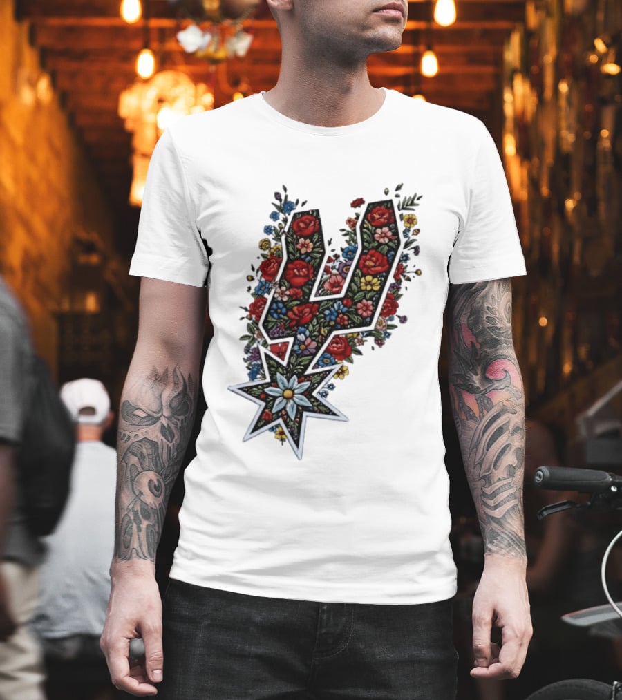 San Antonio Spurs Floral Rose Garden Spurs Team T-Shirt