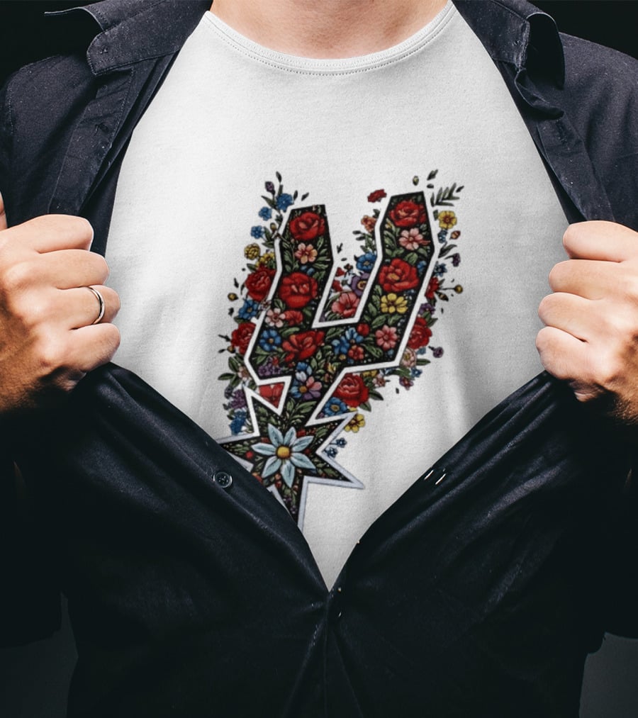 San Antonio Spurs Floral Rose Garden Spurs Team T-Shirt