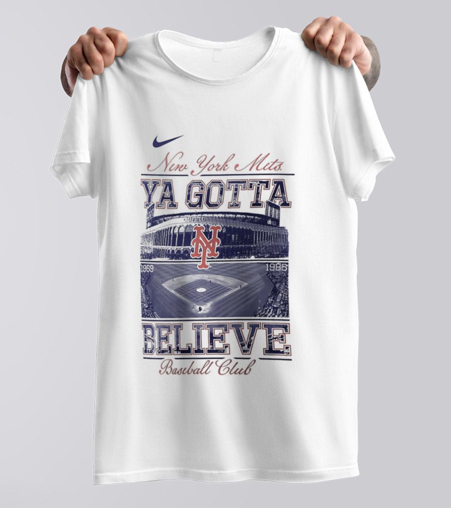 New York Mets Ya Gotta Believe Baseball Club 1969 1986 Nike T-Shirt