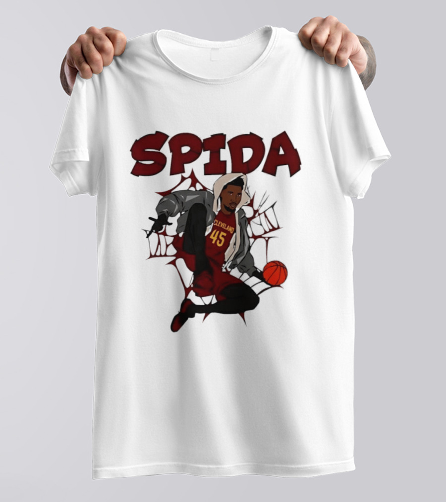 SPIDA Cleveland 45 Donovan Mitchell Basketball Spider Web T-Shirt