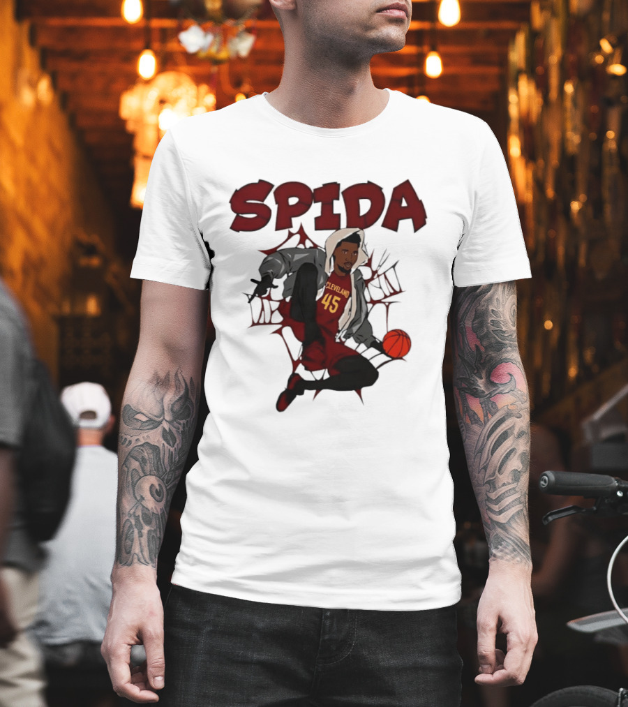 SPIDA Cleveland 45 Donovan Mitchell Basketball Spider Web T-Shirt