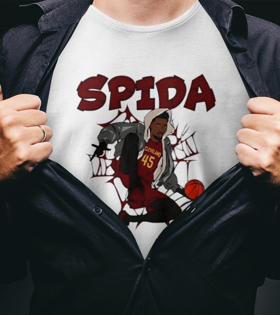 SPIDA Cleveland 45 Donovan Mitchell Basketball Spider Web T-Shirt