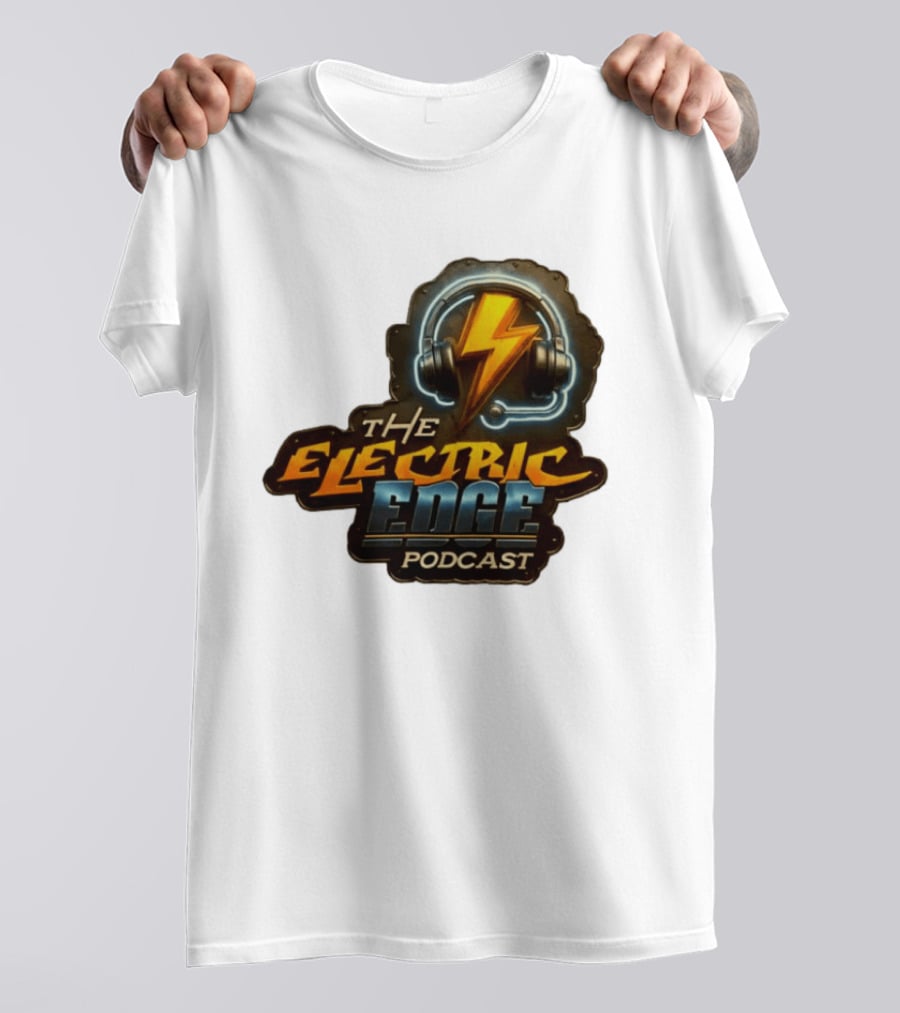 The Electric Edge Podcast Headphone Lightning Bolt T-Shirt