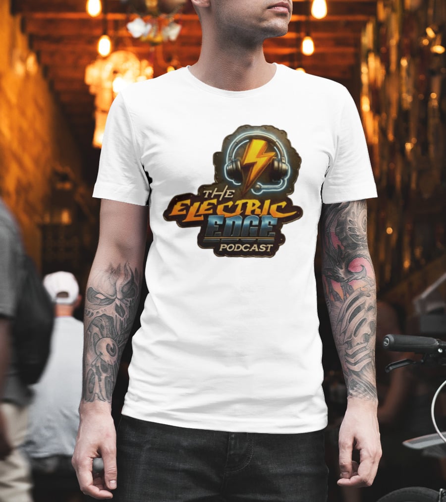 The Electric Edge Podcast Headphone Lightning Bolt T-Shirt