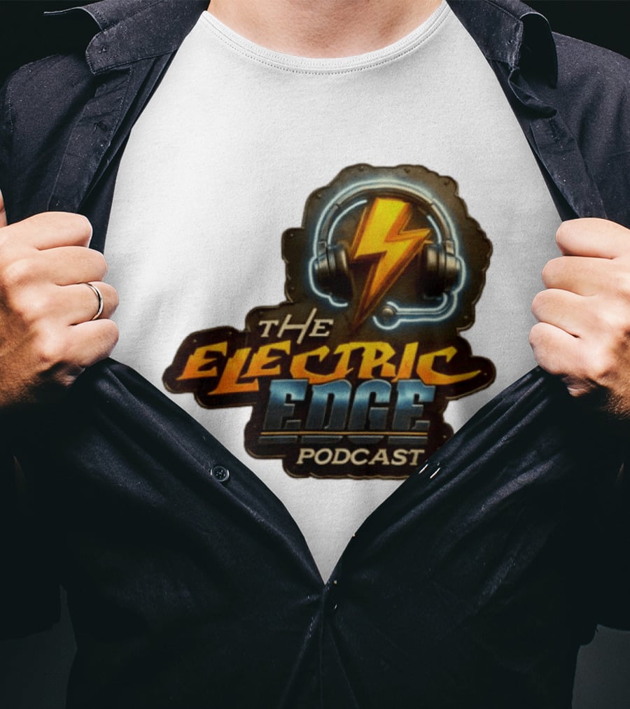 The Electric Edge Podcast Headphone Lightning Bolt T-Shirt