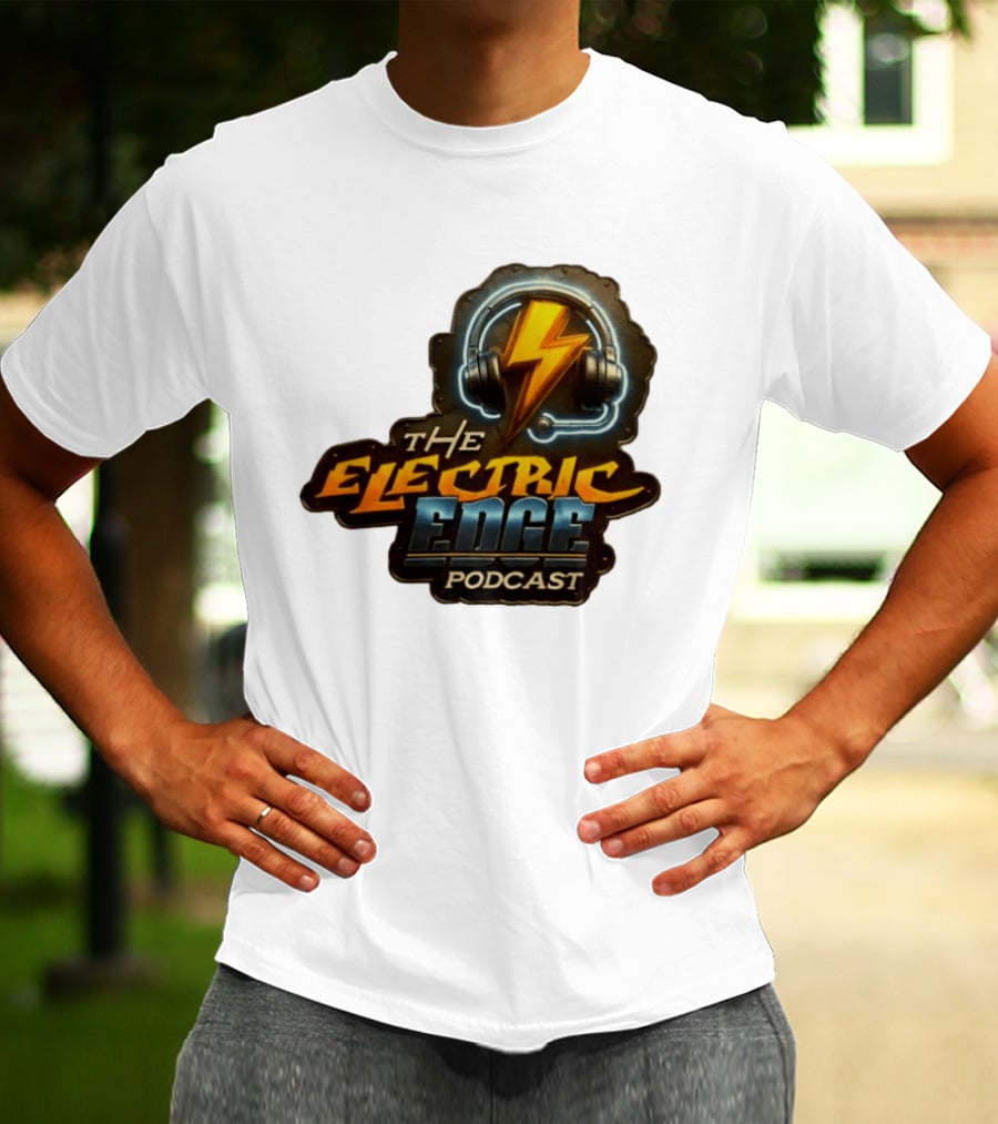 The Electric Edge Podcast Headphone Lightning Bolt T-Shirt