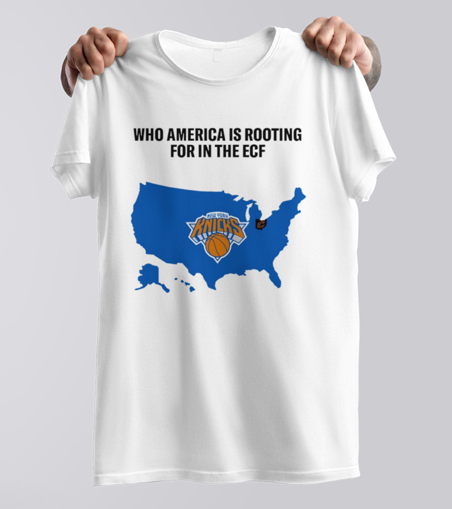 Who America Is Rooting For In The ECF Knicks USA Map Basketball T-Shirt