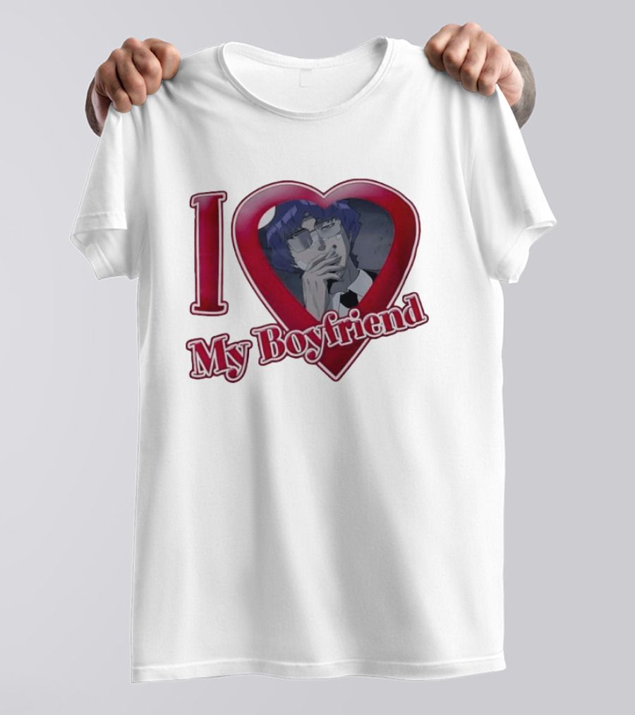 I Love My Boyfriend Heart Anime Style Wolf Keum Wind Breaker T-Shirt