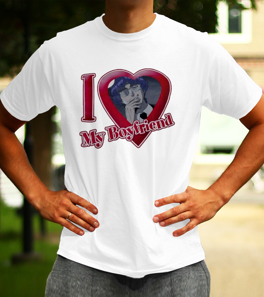 I Love My Boyfriend Heart Anime Style Wolf Keum Wind Breaker T-Shirt