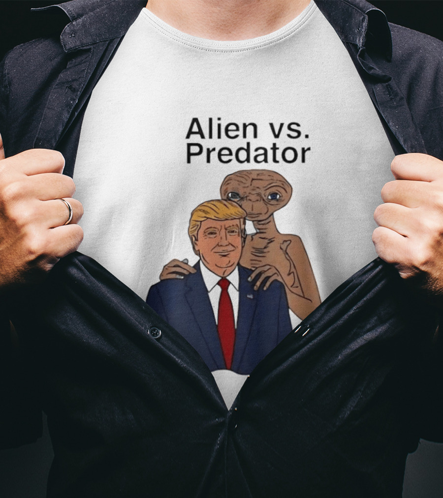 Alien Vs Predator Donald Trump ET Parody Fashion T-Shirt