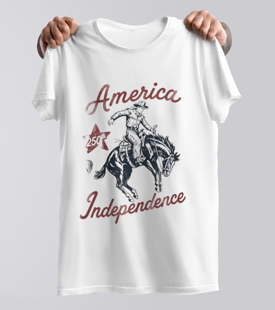America Independence Cowboy 250th Anniversary USA Independence Day T-Shirt
