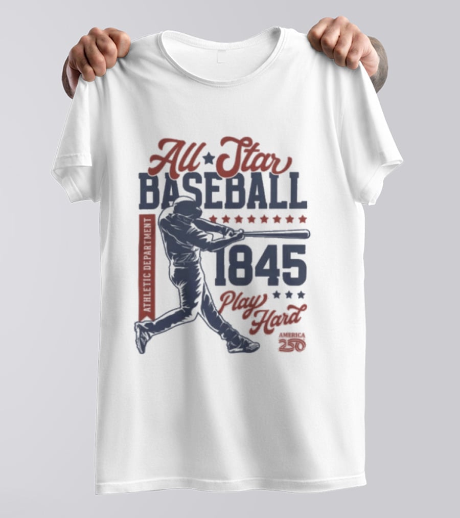All Star Baseball 1845 Player Red Blue T-Shirt