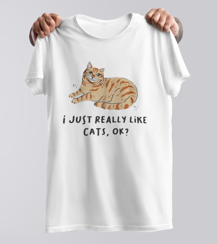I Just Really Like Cats Ok With Cute Orange Tabby Cat T-Shirt