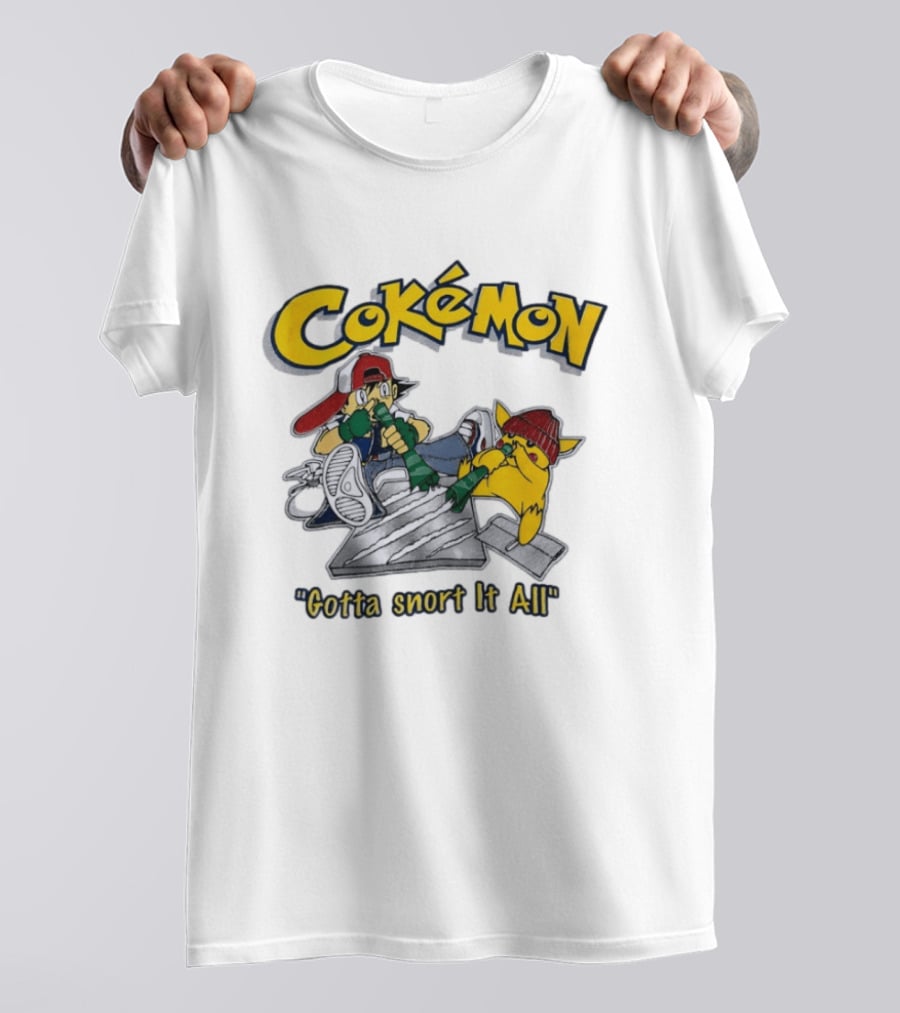 Cokemon Gotta Snort It All Pikachu T-Shirt