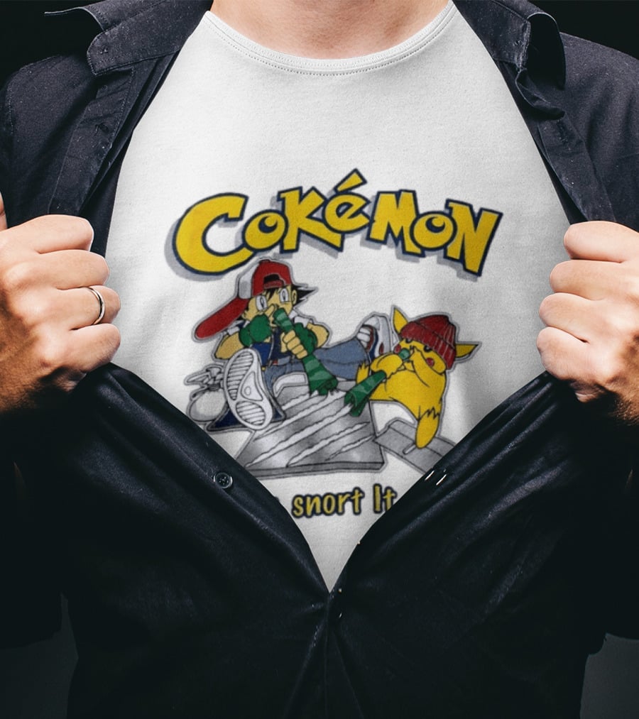 Cokemon Gotta Snort It All Pikachu T-Shirt