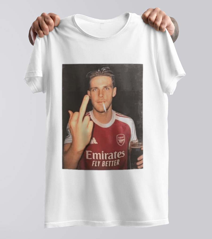 Emirates Fly Better Arsenal Middle Finger Smoking Soccer Player T-Shirt