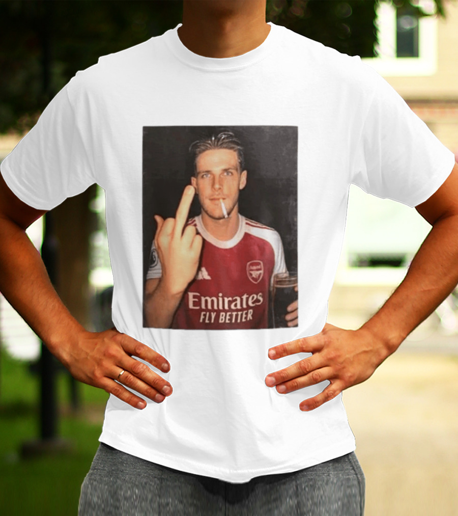 Emirates Fly Better Arsenal Middle Finger Smoking Soccer Player T-Shirt