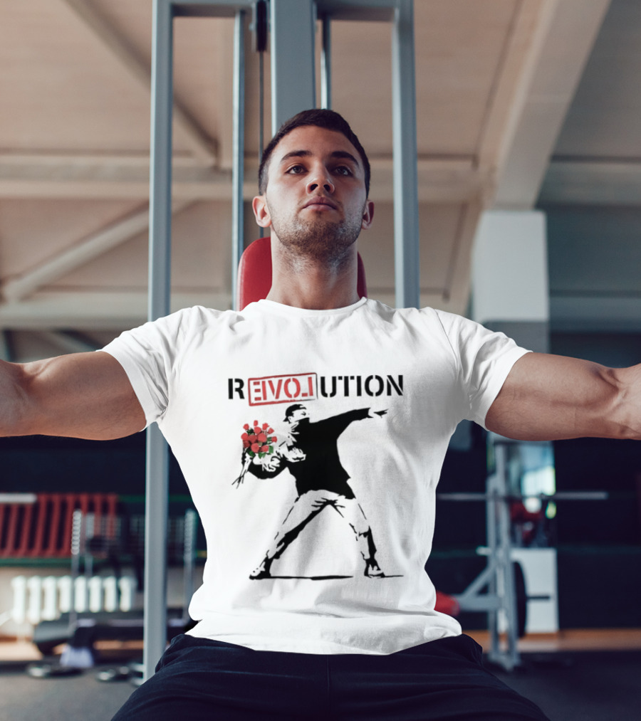 Revolution With Love Letter Throwing Roses Graffiti T-Shirt
