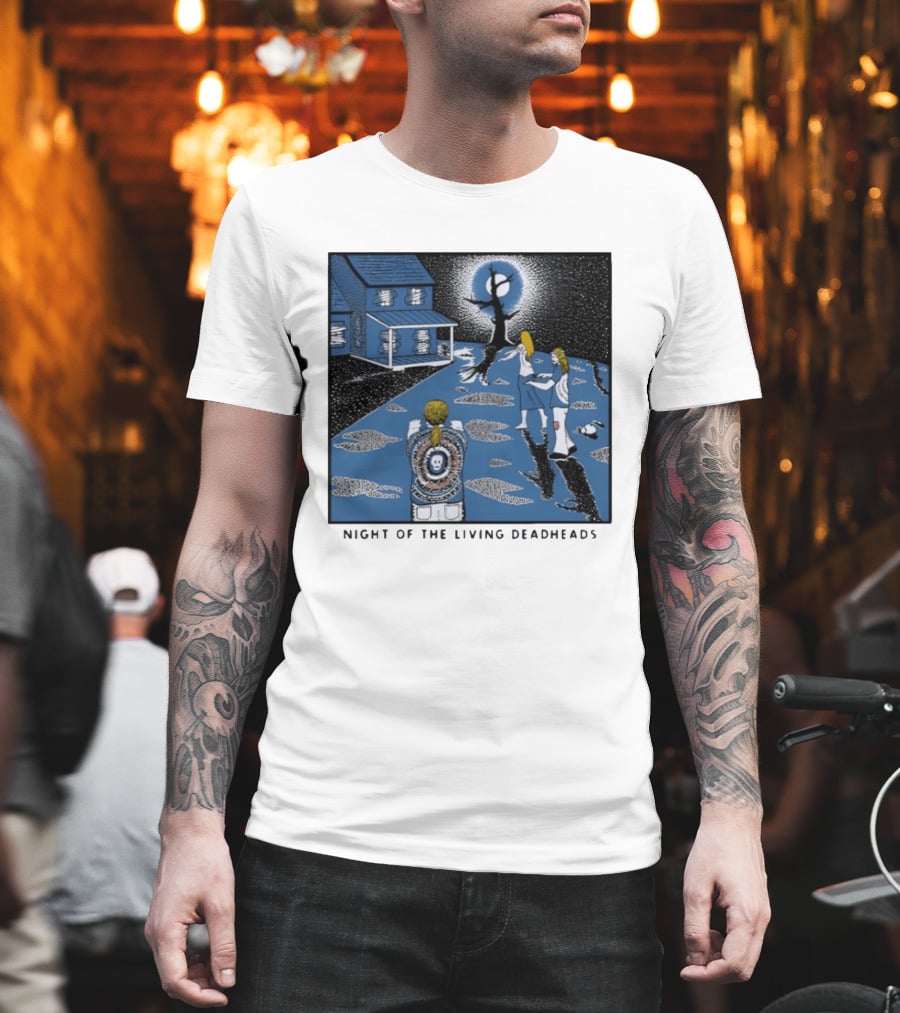 Ken Brown 90s Night Of The Living Deadheads House With Skull And Dancing Figures T-Shirt