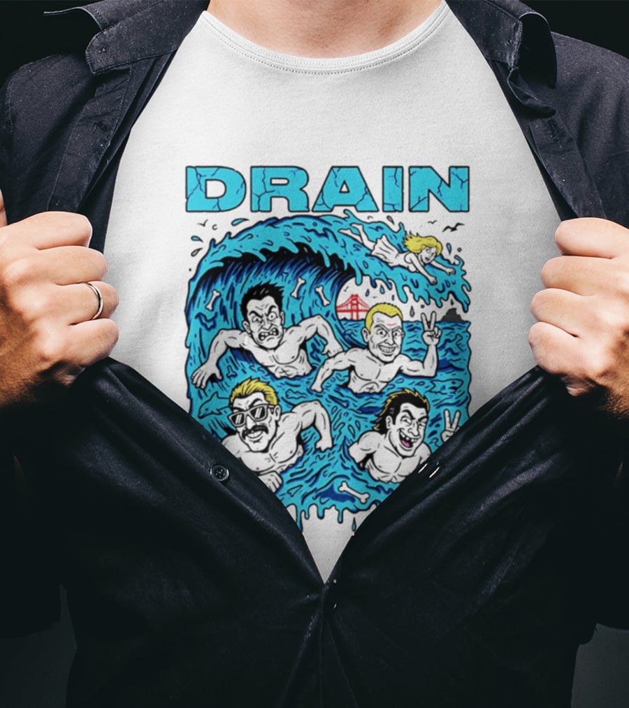 Drain Band Butthole Surfers Caricature Wave Surf T-Shirt