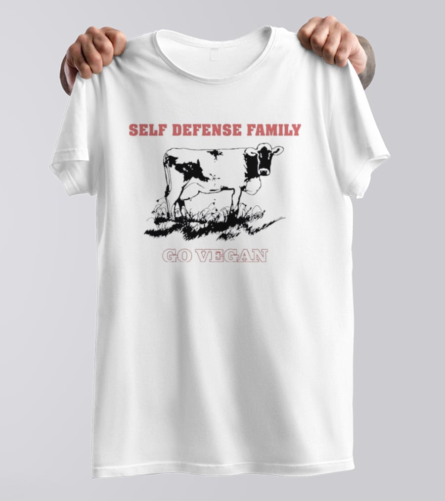 Self Defense Family Go Vegan Cow Farm Animal Activist T-Shirt