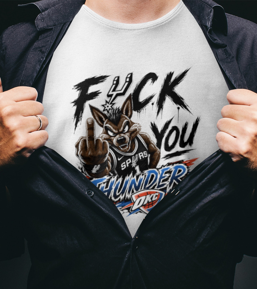 Spurs Vs Thunder F*** You Thunder OKC Rivalry Mascot Gesture T-Shirt