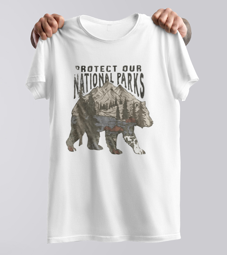 Protect Our National Parks Bear Forest Mountain Scene T-Shirt