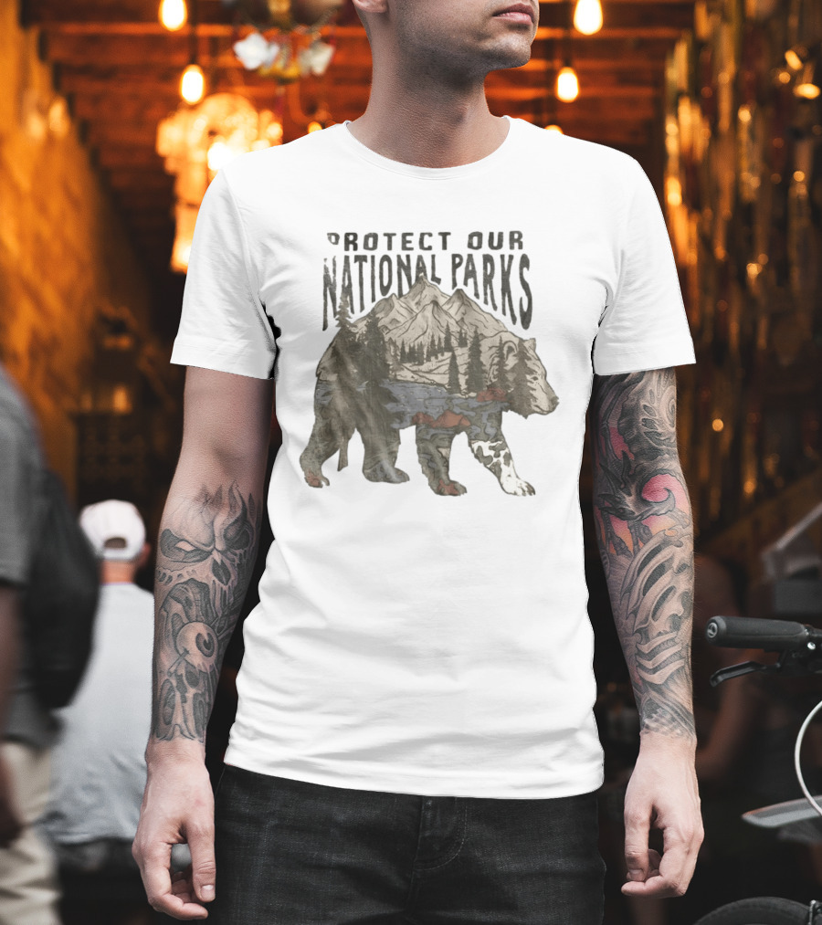 Protect Our National Parks Bear Forest Mountain Scene T-Shirt